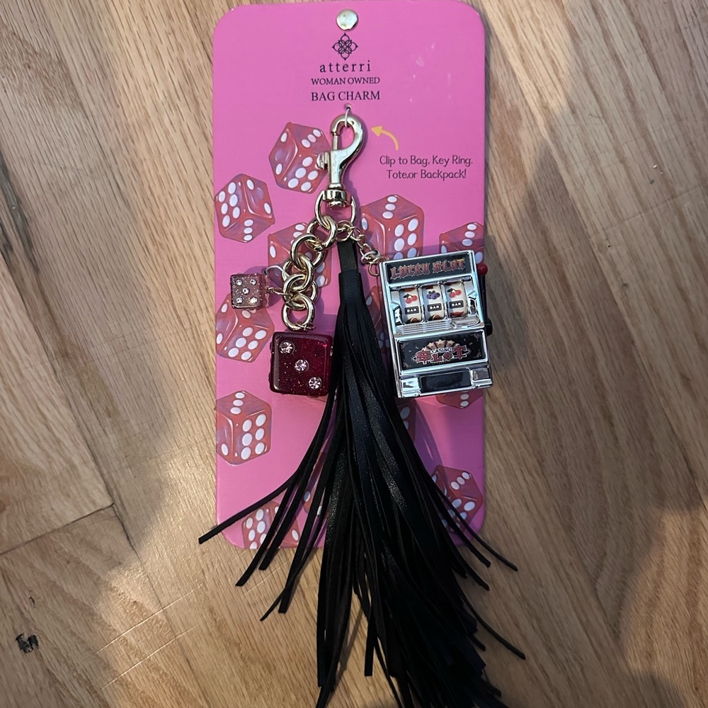 Atterri Viral Bag Charm w Tassel Viva Vegas Keychain